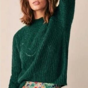 La maille sezane Chic Dark Green Crew Neck Sweater